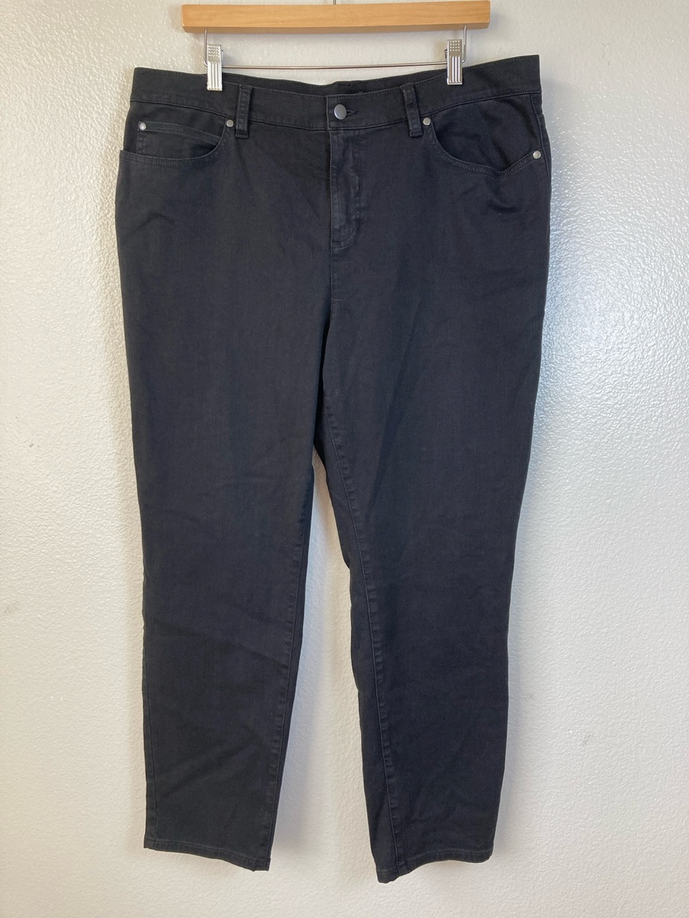 NWT Eileen Fisher high waisted Slim Ankle Jean organic stretch cotton black XL